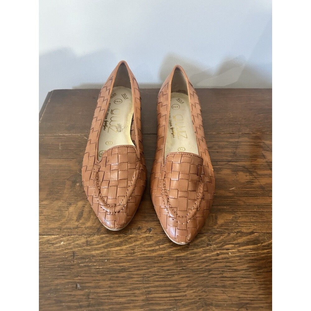 Vintage 90’s Women’s G Wiz Woven Leather Loafers Size 8.5 Old Money Brown Flats